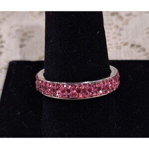 EUC Pink Rhinestone Eternity Band Ring Size 10